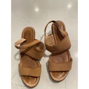 Dr Scholls GILLIES Women‎ Tan Leather Wedge Sandals Size 7M